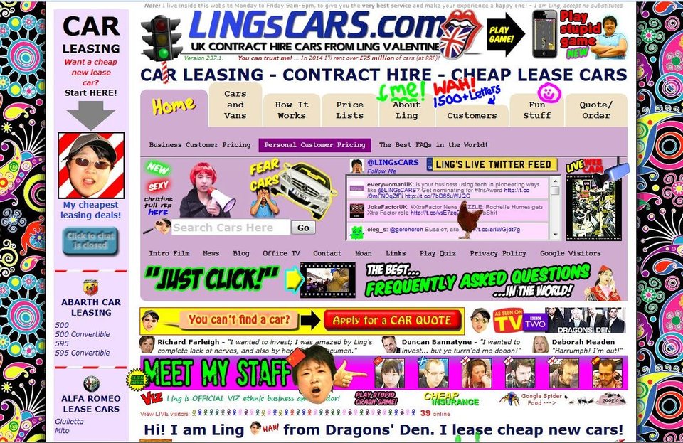 LingsCars.com, quite possibly the worlds worst web design.